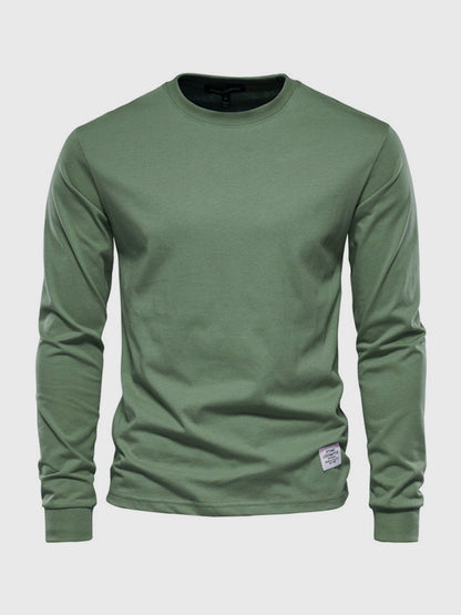 Heren Katoenen Longsleeve met Ronde Hals Comfortabel