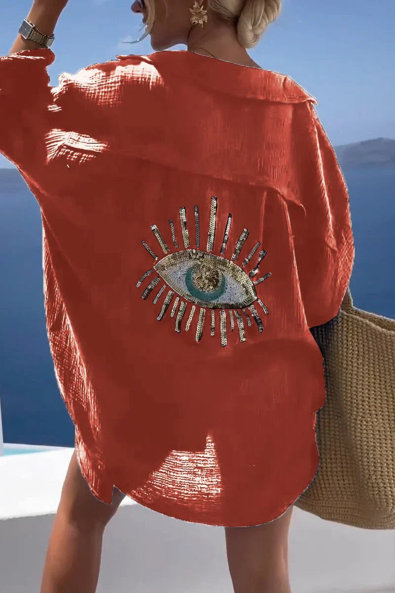 Vrouwelijk Overhemd Pailletten Glitter Casual Look