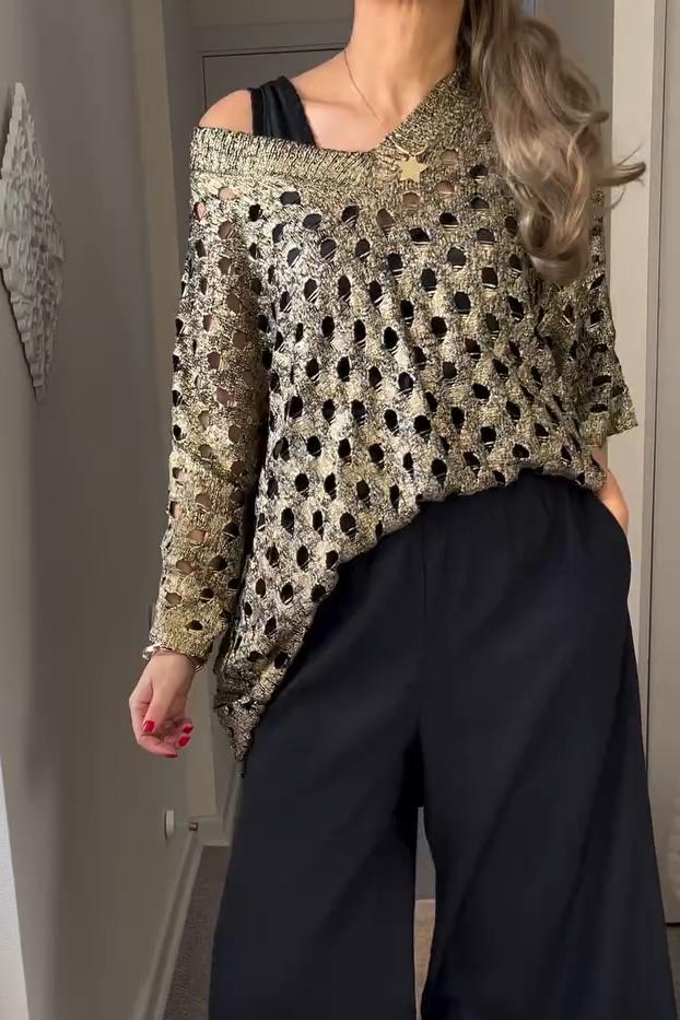 Glanzende Metallic Top voor Vrouw Zomerse Jurk