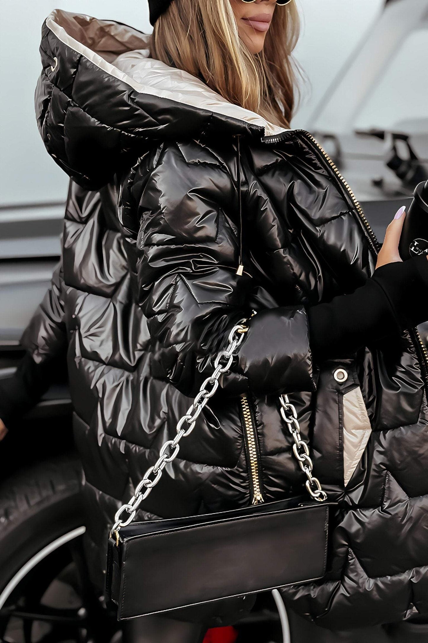 Dame Parka Jas met Kap en Lange Mouwen