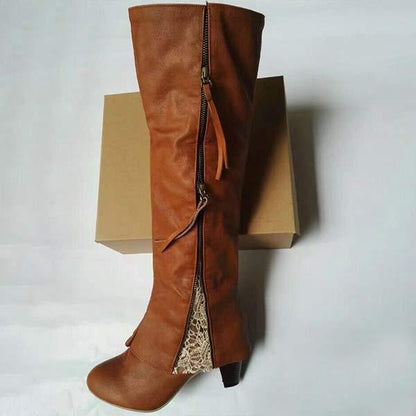 Hoge Hak Laarzen voor Vrouw met Vintage Look