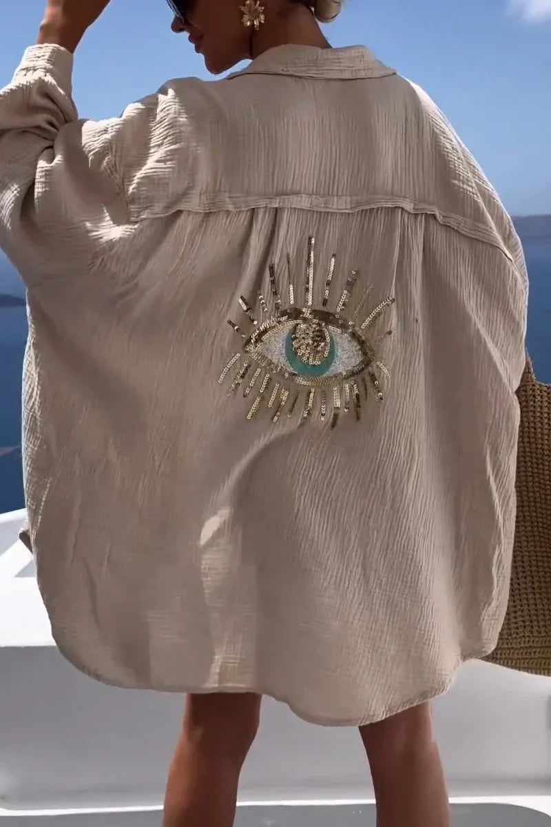 Vrouwelijk Overhemd Pailletten Glitter Casual Look