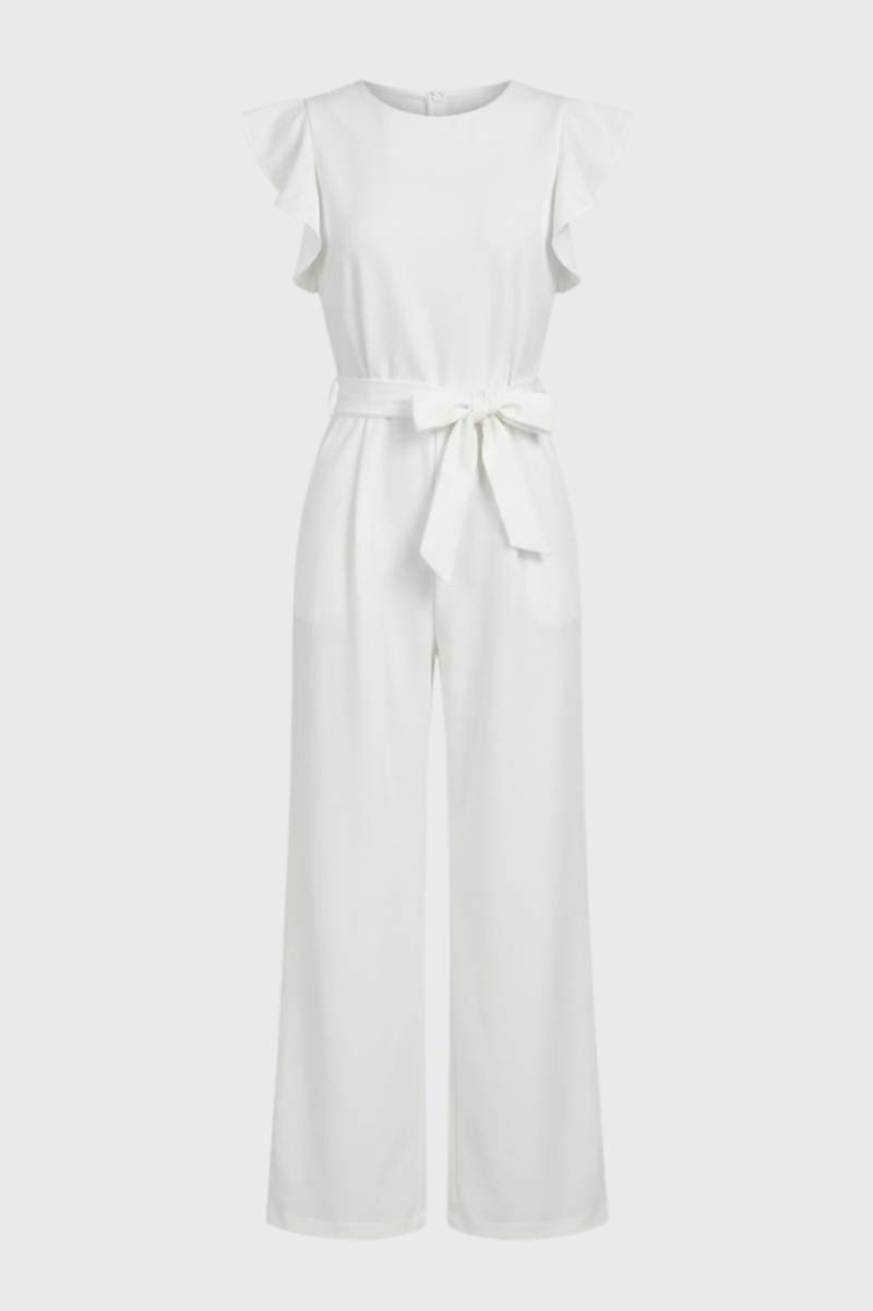 Dames Jumpsuit Elegante Vlindermouwen Strikdetail - StudioMarella