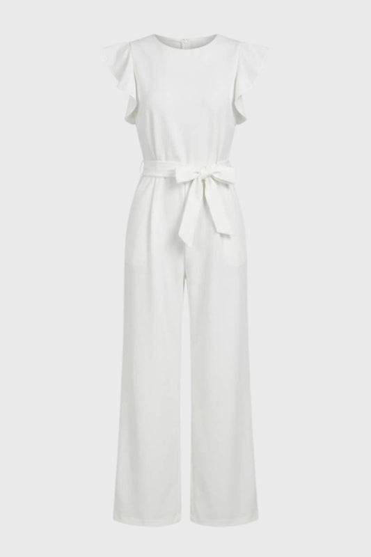 Dames Jumpsuit Elegante Vlindermouwen Strikdetail - StudioMarella