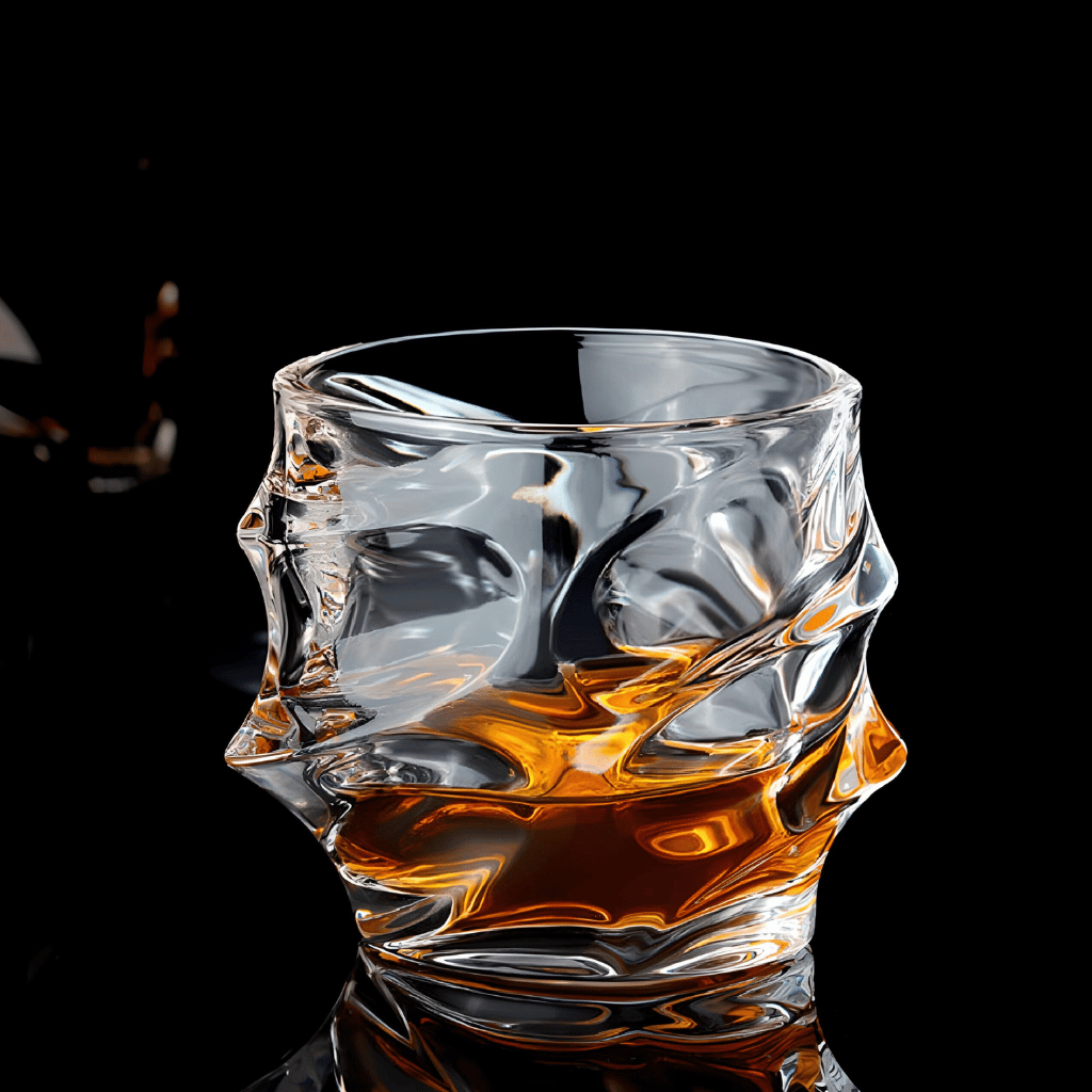 Kristallen Whiskyglas met Tornadovorm 300ml voor Premium Drankbeleving | Handgemaakt Japans-Geïnspireerd Spiraaldesign