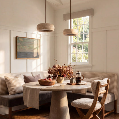 Travertijn Hanglamp Vintage Crème Natuursteen Wabi Sabi Stijl Eetkamer Slaapkamer