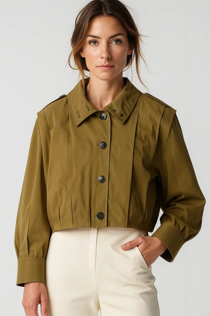 Dames Tussenjas Kort Met Klassieke Kraag Casual Stijl - StudioMarella