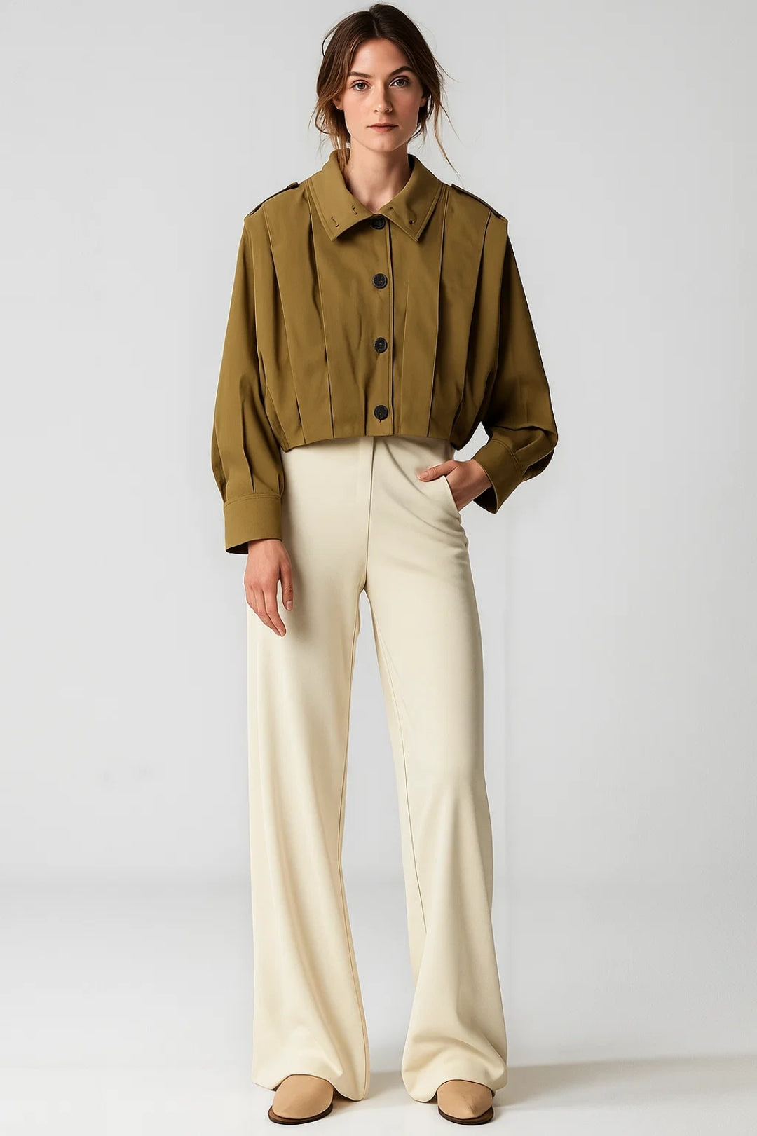 Dames Tussenjas Kort Met Klassieke Kraag Casual Stijl