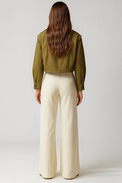 Dames Tussenjas Kort Met Klassieke Kraag Casual Stijl