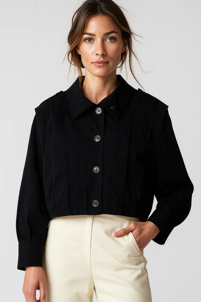 Dames Tussenjas Kort Met Klassieke Kraag Casual Stijl