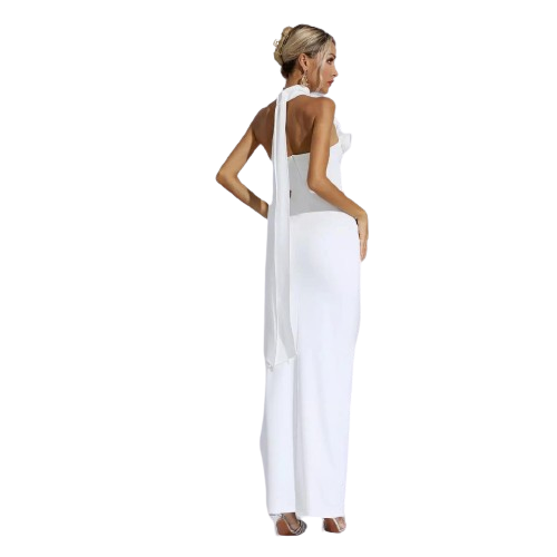 Katja | elegante lange jurk voor dames in de kleur Wit voor dames in stijl ideaal voor de lente.