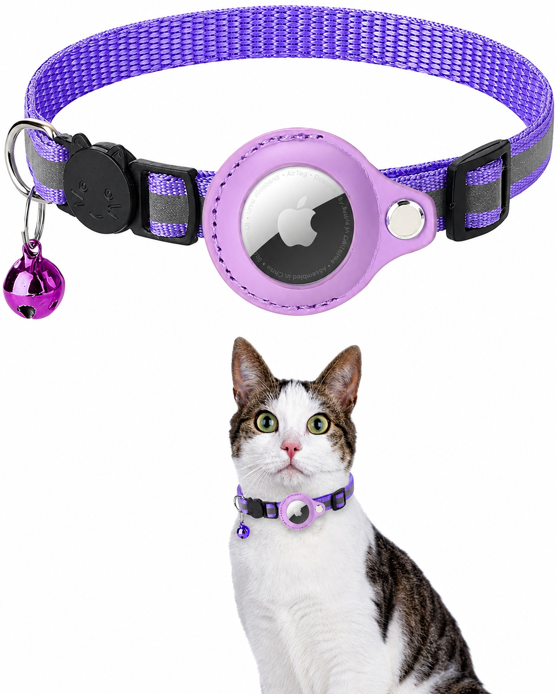 Reflecterende GPS-Trackerhalsband voor Katten met Veiligheidsgesp