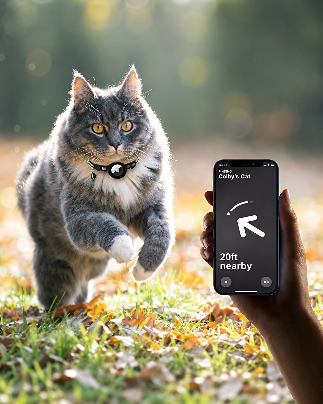 Reflecterende GPS-Trackerhalsband voor Katten met Veiligheidsgesp