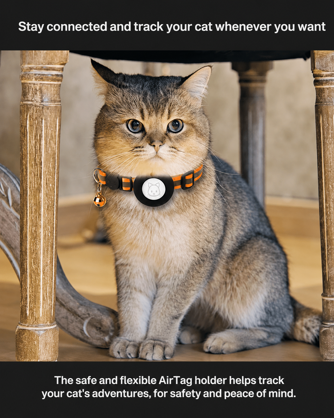 Reflecterende GPS-Trackerhalsband voor Katten met Veiligheidsgesp