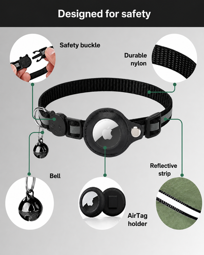 Reflecterende GPS-Trackerhalsband voor Katten met Veiligheidsgesp
