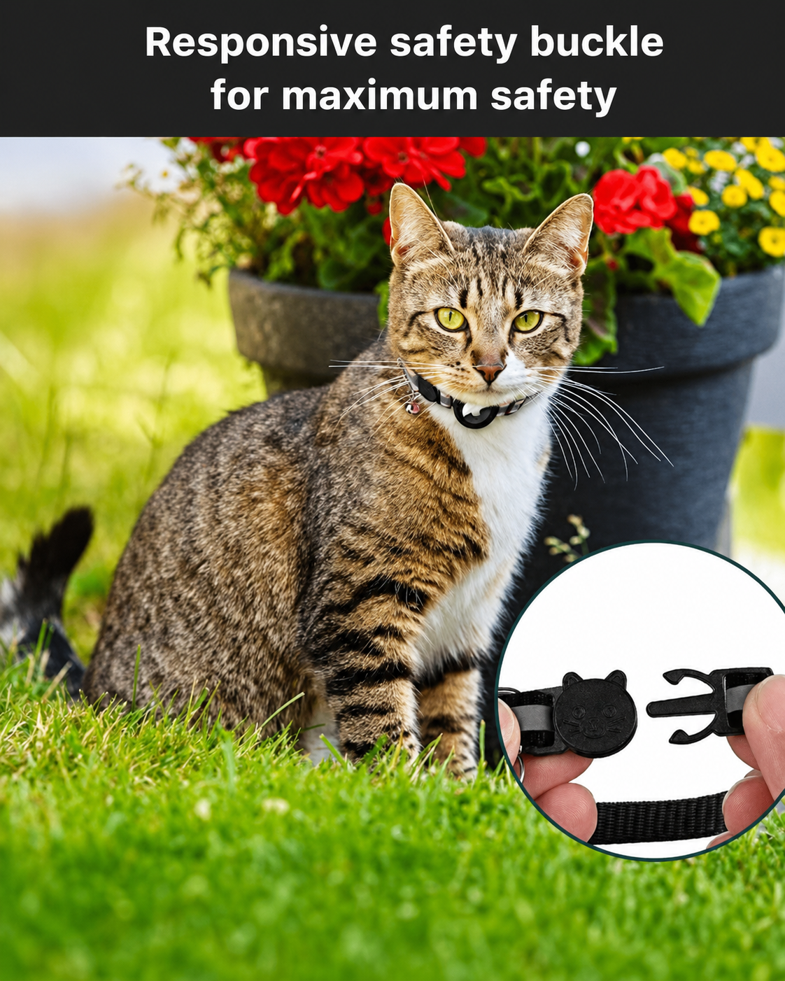 Reflecterende GPS-Trackerhalsband voor Katten met Veiligheidsgesp