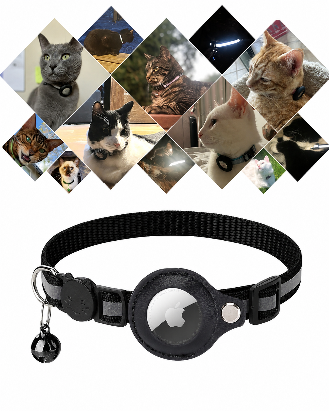 Reflecterende GPS-Trackerhalsband voor Katten met Veiligheidsgesp