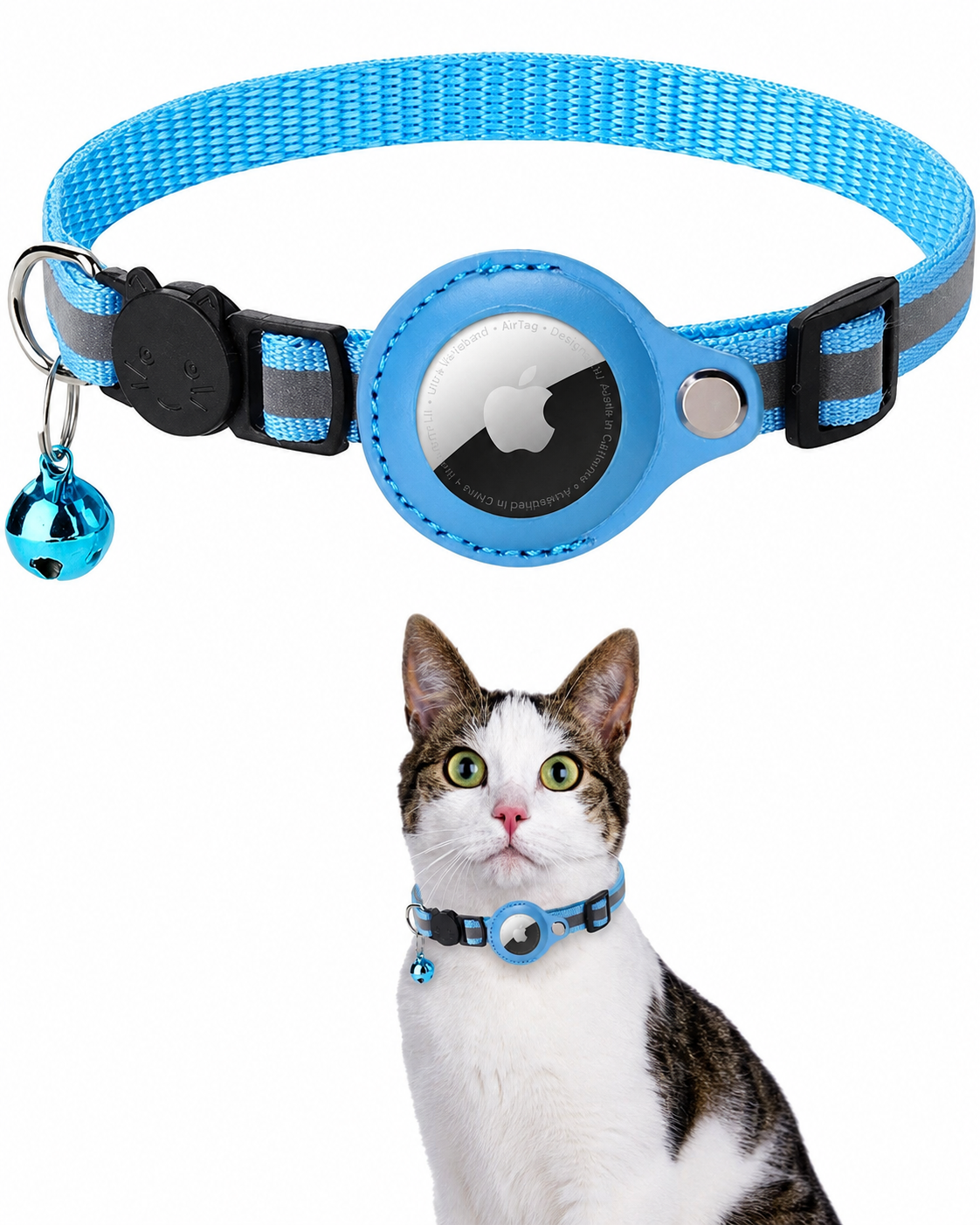 Reflecterende GPS-Trackerhalsband voor Katten met Veiligheidsgesp