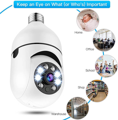Beveiligingscamera Ledlamp met 360° Panorama Nachtzicht WiFi Bewaking Smart Home Draadloos Binnen Beveiliging