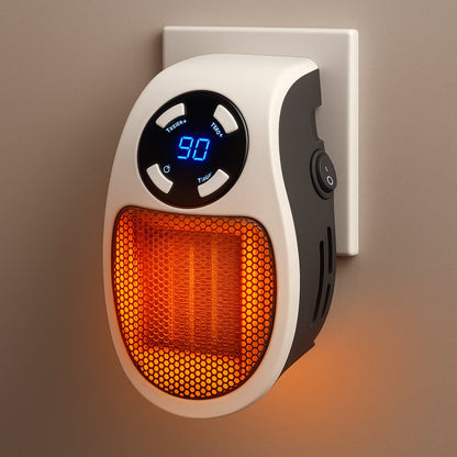 Mini Keramische Kachel voor Stopcontact 350W Snelverwarming Timer LED Ruimteverwarmer Energiezuinig Compact