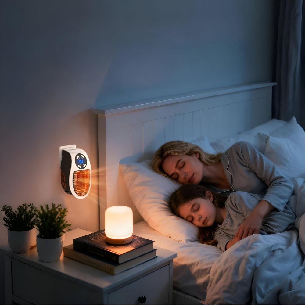 Mini Keramische Kachel voor Stopcontact 350W Snelverwarming Timer LED Ruimteverwarmer Energiezuinig Compact
