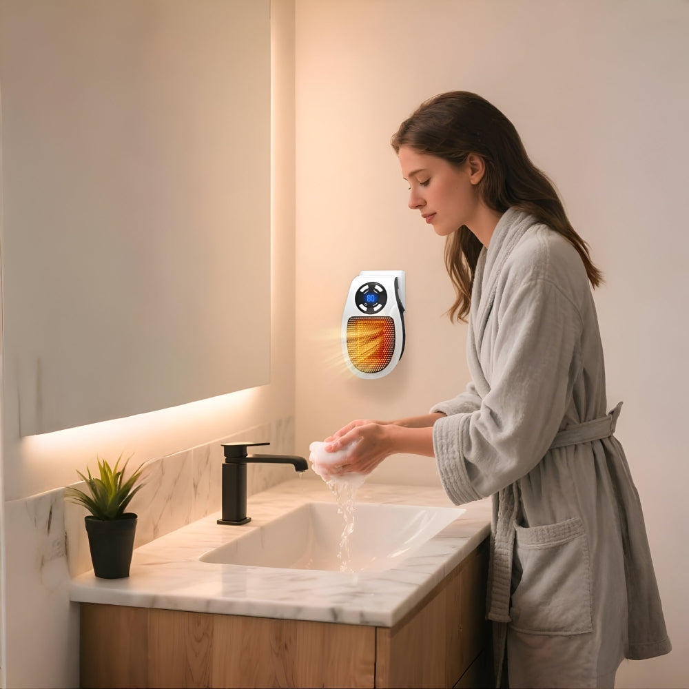 Mini Keramische Kachel voor Stopcontact 350W Snelverwarming Timer LED Ruimteverwarmer Energiezuinig Compact