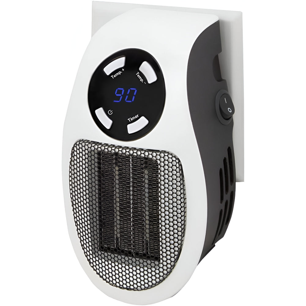 Mini Keramische Kachel voor Stopcontact 350W Snelverwarming Timer LED Ruimteverwarmer Energiezuinig Compact