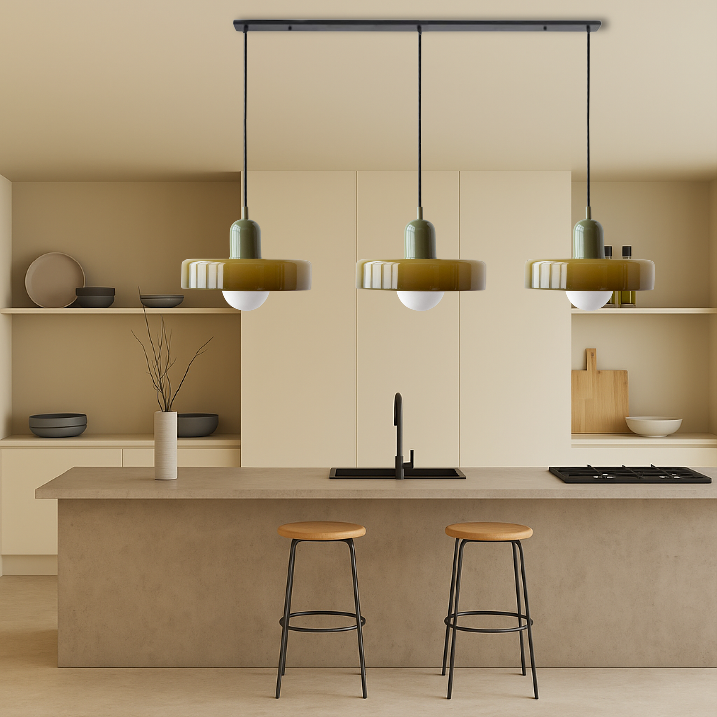 3-kops Bauhaus hanglamp glas G9 warm wit eetkamer verlichting modern design plafondlamp gekleurd glas