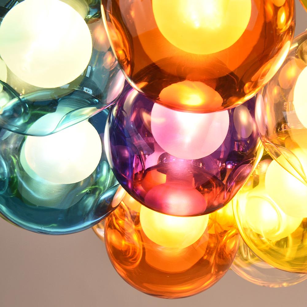 Moderne cluster hanglamp met multicolor glazen bollen – design kroonluchter met 12 19 25 of 50 lichtpunten