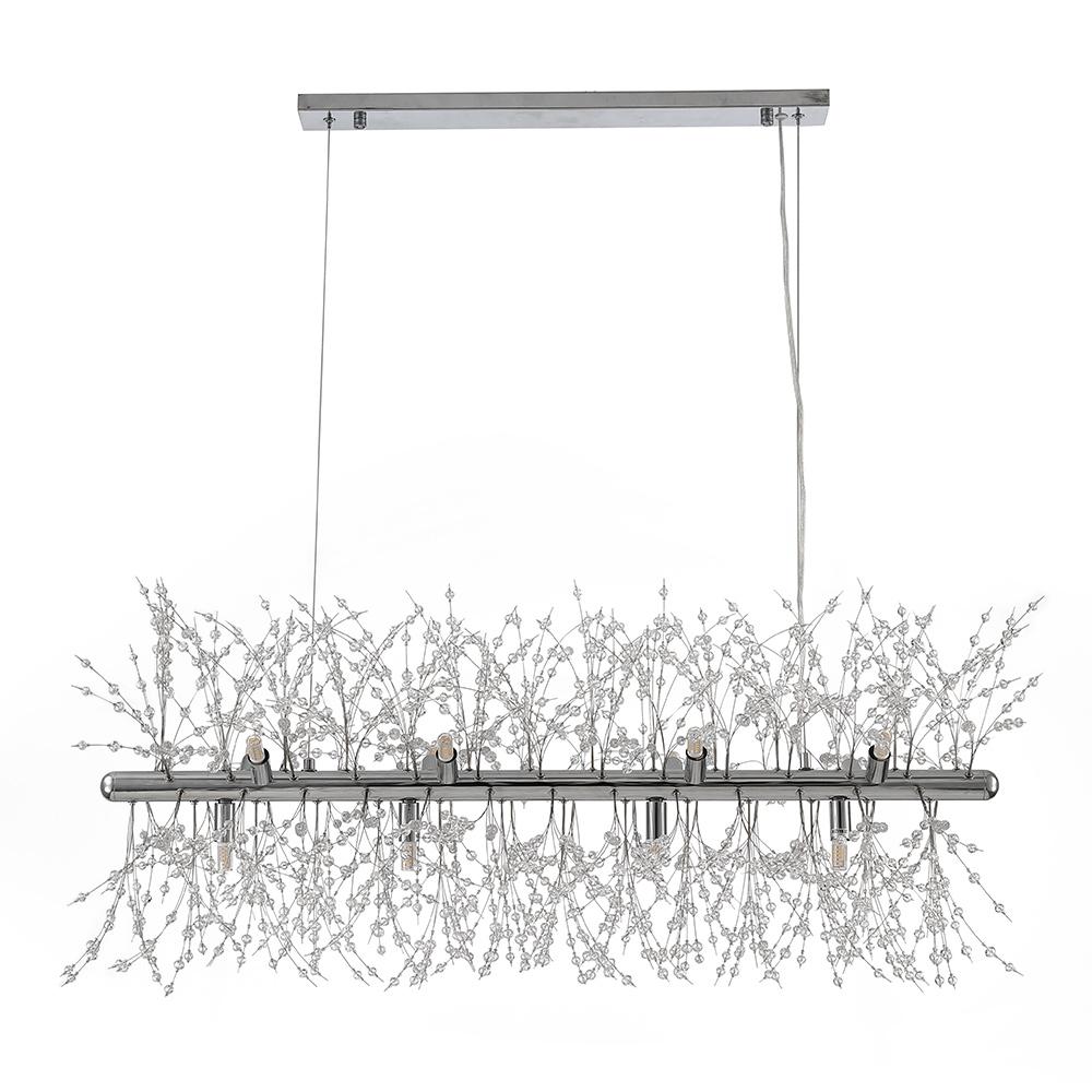 Luxe lineaire kristallen hanglamp met 12 lichtpunten in goud of chroom – moderne eilandverlichting 92 cm