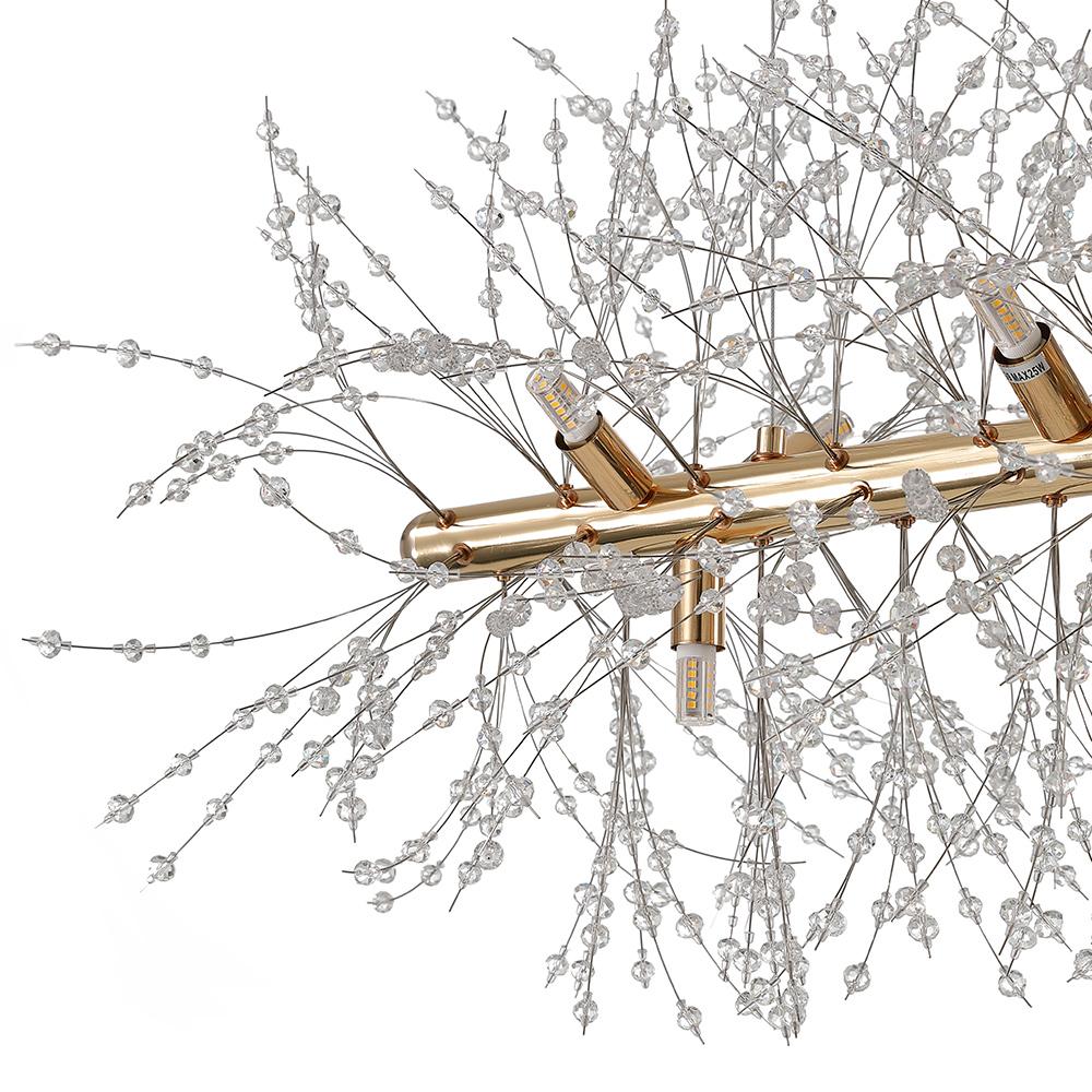 Luxe lineaire kristallen hanglamp met 12 lichtpunten in goud of chroom – moderne eilandverlichting 92 cm