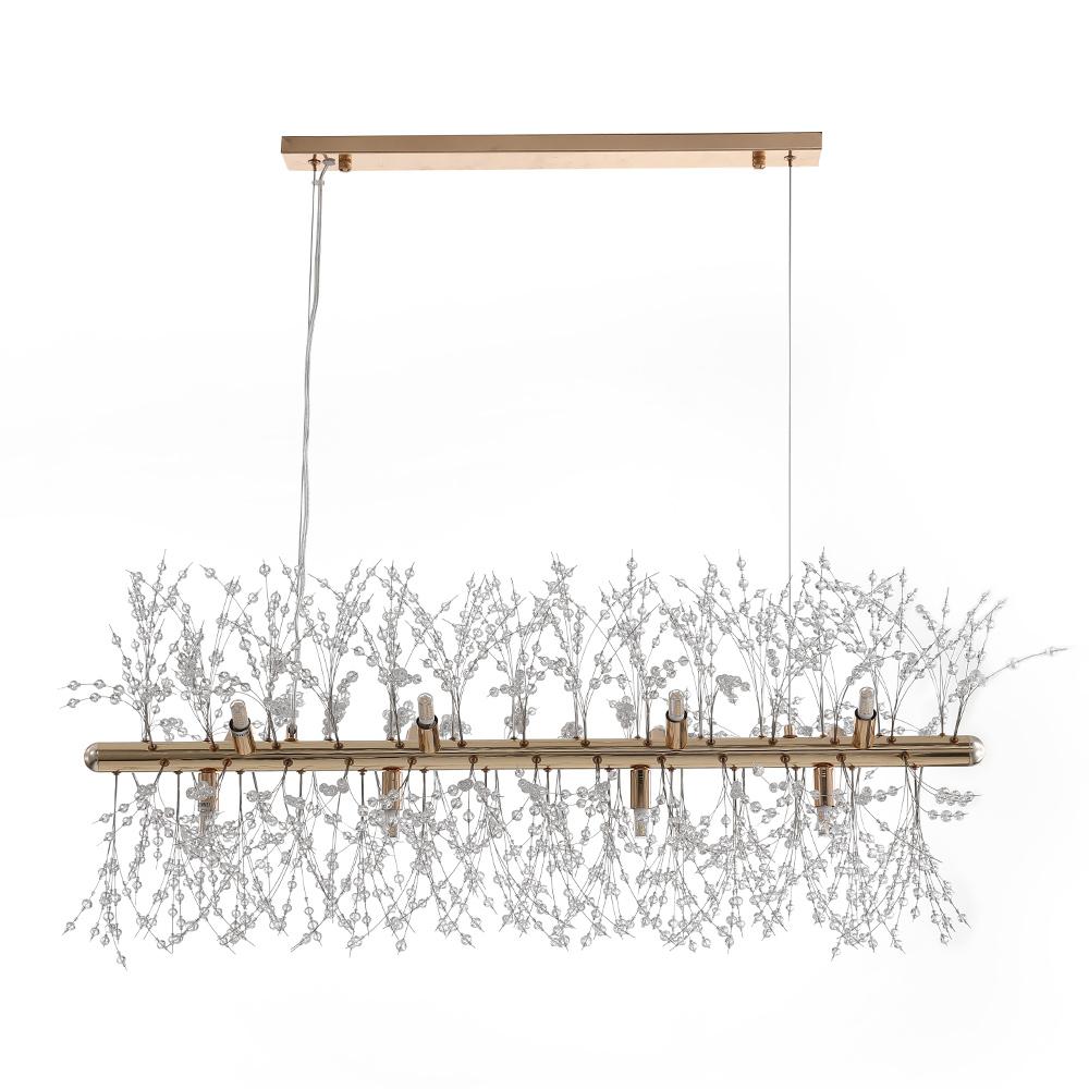 Luxe lineaire kristallen hanglamp met 12 lichtpunten in goud of chroom – moderne eilandverlichting 92 cm