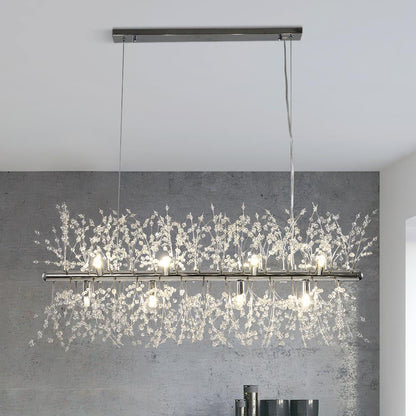 Luxe lineaire kristallen hanglamp met 12 lichtpunten in goud of chroom – moderne eilandverlichting 92 cm
