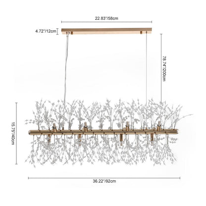 Luxe lineaire kristallen hanglamp met 12 lichtpunten in goud of chroom – moderne eilandverlichting 92 cm