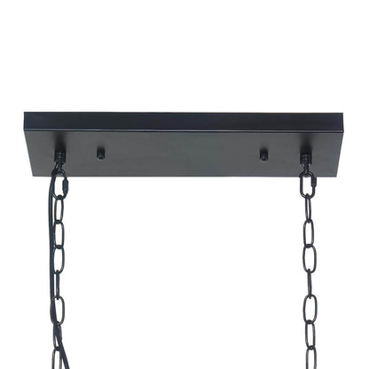 Luxe Rechthoekige Kristallen Hanglamp Zwart voor Keukeneiland en Eettafel met 5 Lichtpunten