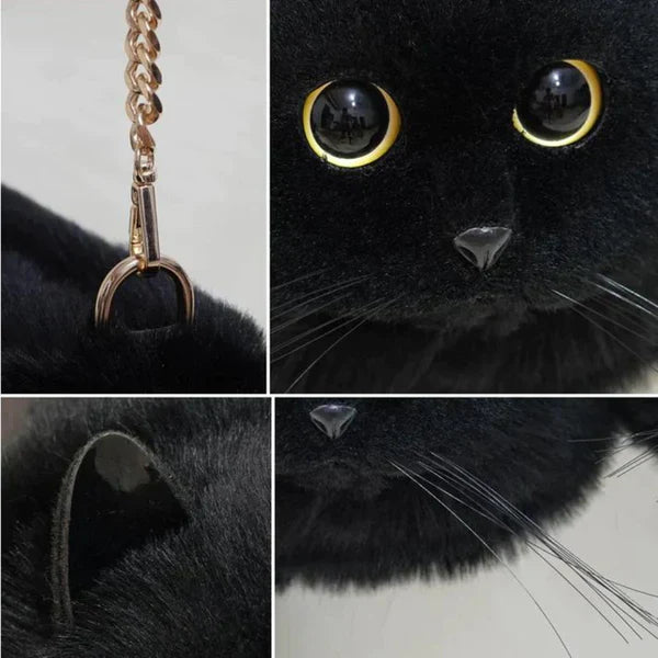 KittenBag | Realistische kattentas voor vrouwen in de kleur Zwart voor dames in stijl geschikt voor alle seizoenen.