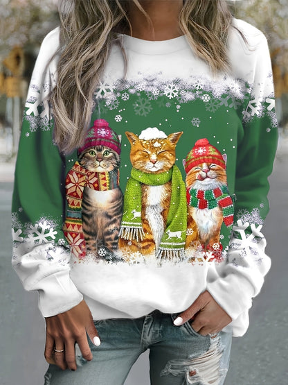 Kerst Sweatshirt Katoen Katten Christmas Design - StudioMarella
