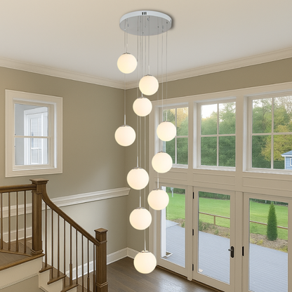 Nova Scandinavische trapkroonluchter 10 lichtpunten glas goud trapverlichting hoog plafond moderne hanglamp foyer