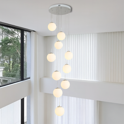 Nova Scandinavische trapkroonluchter 10 lichtpunten glas goud trapverlichting hoog plafond moderne hanglamp foyer