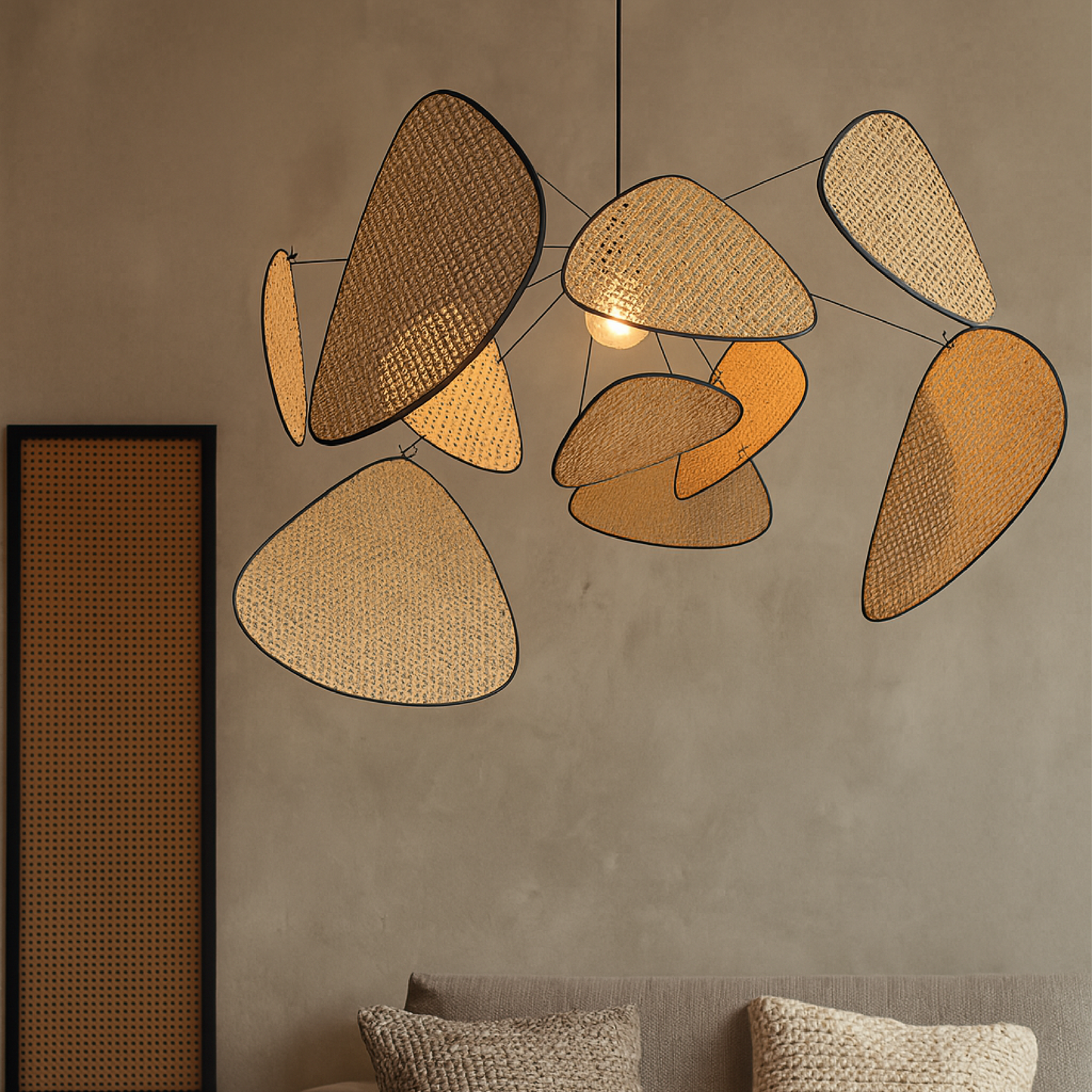 Rotan hanglamp LED 3000K warm wit slaapkamer eethoek organisch design rotan verlichting plafondlamp natuurlijke stijl