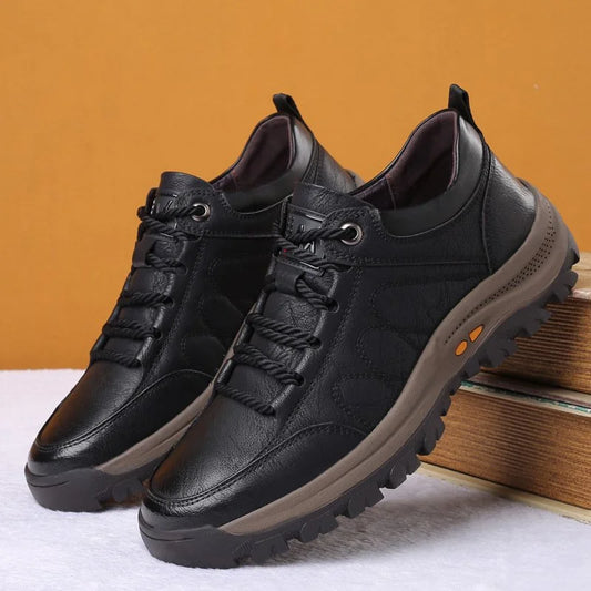 Leren Herenschoenen Handgemaakt Comfortabel Casual Zwart Bruin