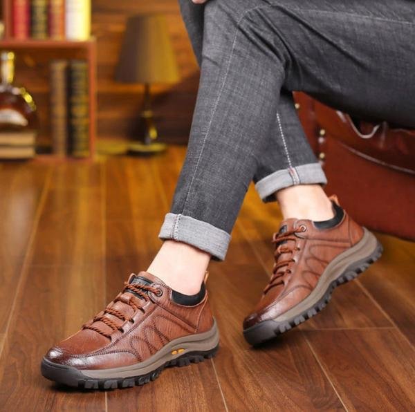 Handgemaakte Herenschoenen Echt Rundleder Ergonomische Zool Waterafstotend Ademend Antislip Zwart Bruin voor Wandelen Dagelijks Comfort