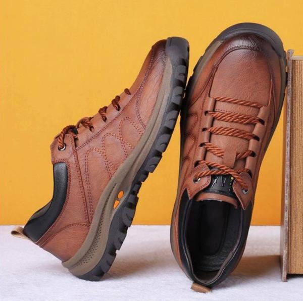 Leren Herenschoenen Handgemaakt Comfortabel Casual Zwart Bruin
