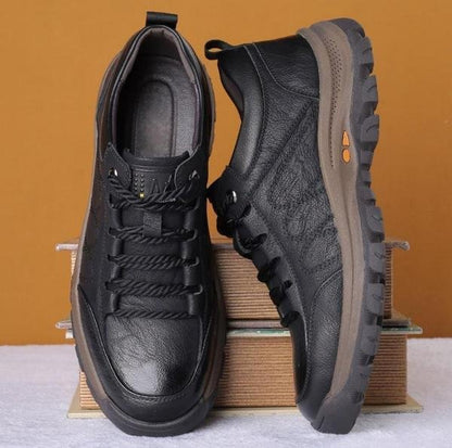 Leren Herenschoenen Handgemaakt Comfortabel Casual Zwart Bruin