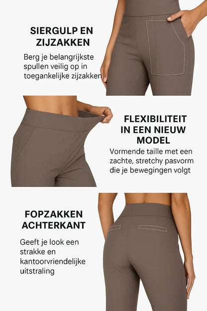 Dames Stretchbroek Hoge Taille met Zakken Comfortabel