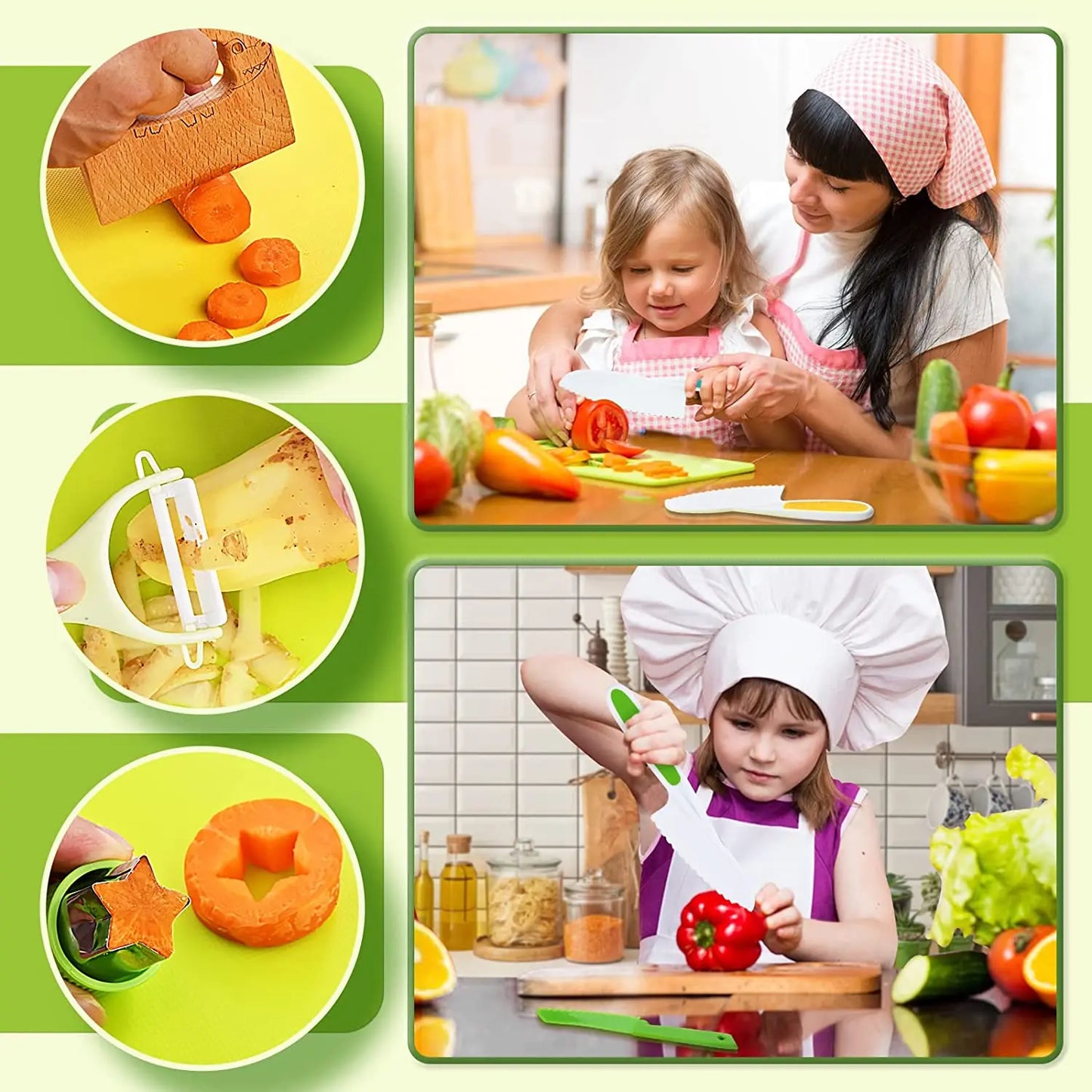 Kinder Keukenset Met Veilige Messen En Snijhulpmiddelen Voor Samen Koken