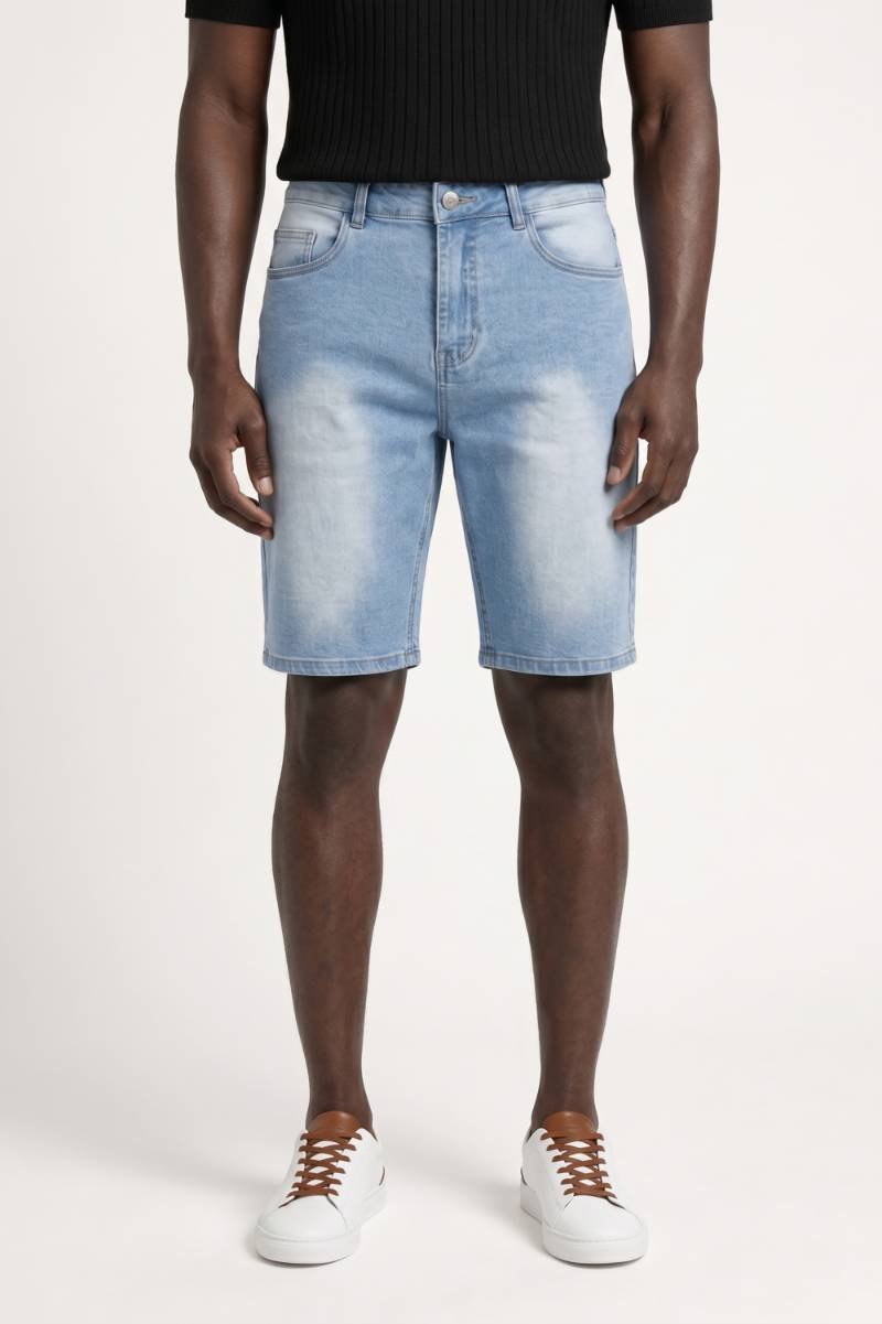 Korte Jeans Heren - Lichtblauwe Wassing met Slim Fit | Zomer — Jeansblauw