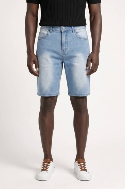 Korte Jeans Heren - Lichtblauwe Wassing met Slim Fit | Zomer — Jeansblauw