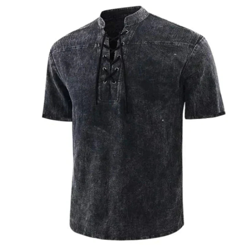 Heren Katoenen Shirt V-hals Casual Stijl
