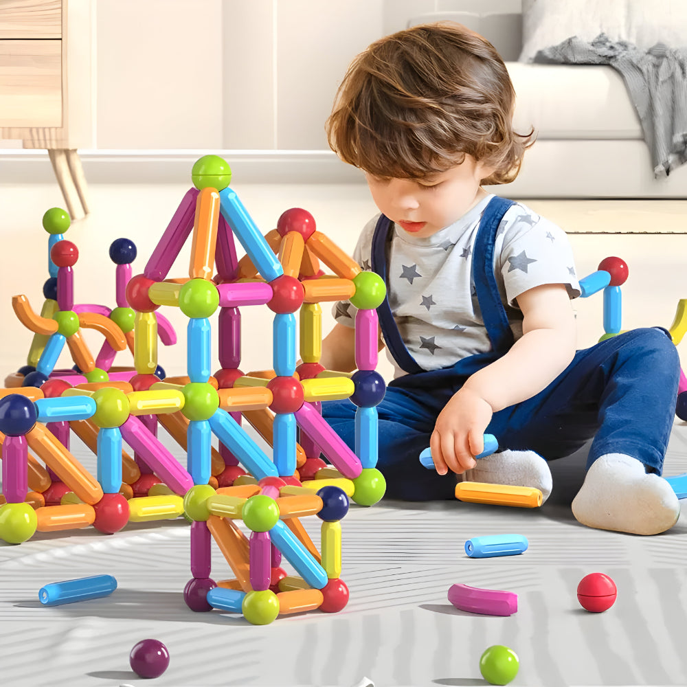 Magnetische Bouwblokken Set voor Kinderen – Educatief Speelgoed met Gekleurde Staven en Ballen voor Creatief Bouwen en Motorische Ontwikkeling vanaf 3 Jaar